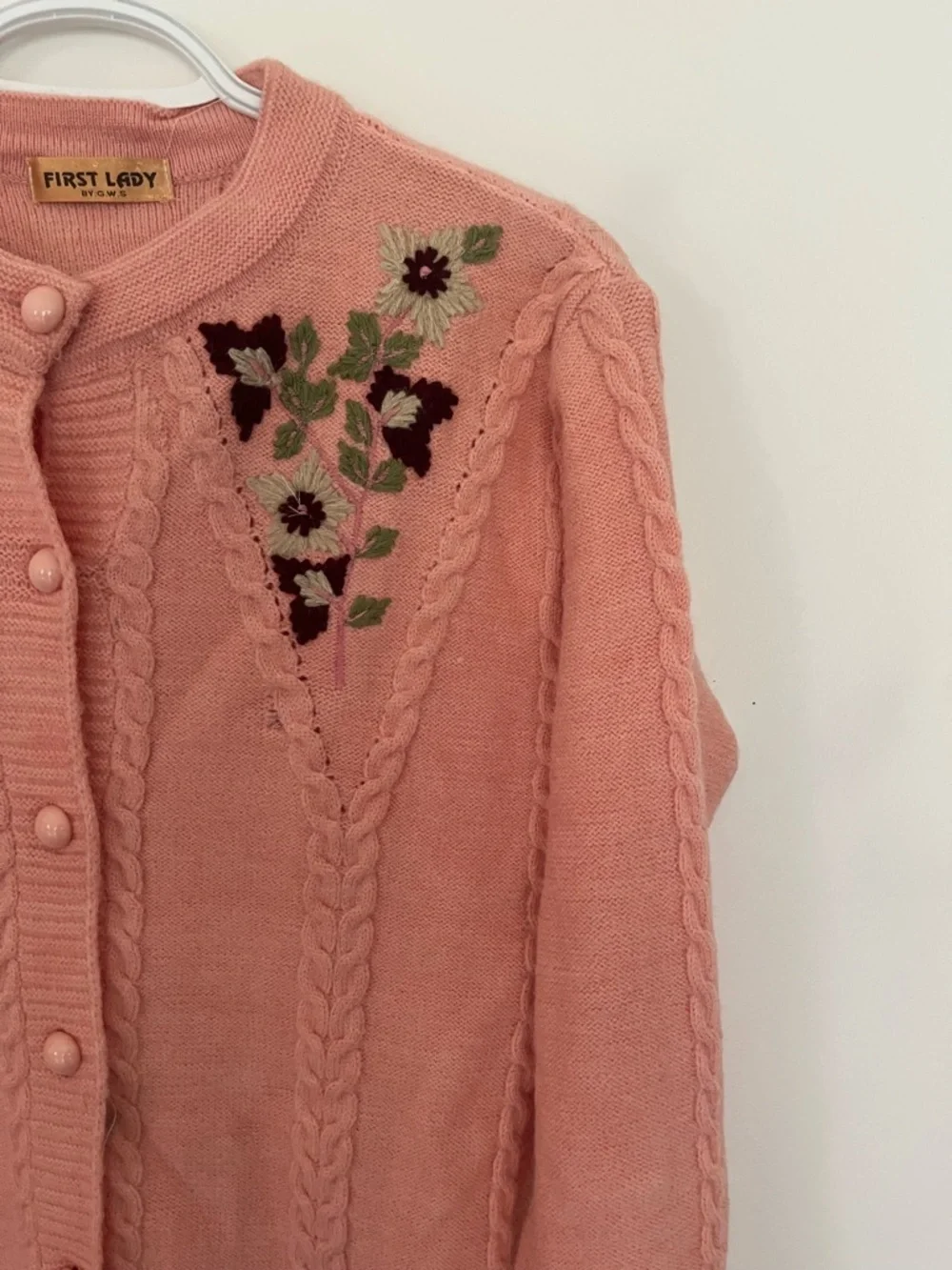 Hand Embroidered pink Sweater- Medium - Picture 2 of 4